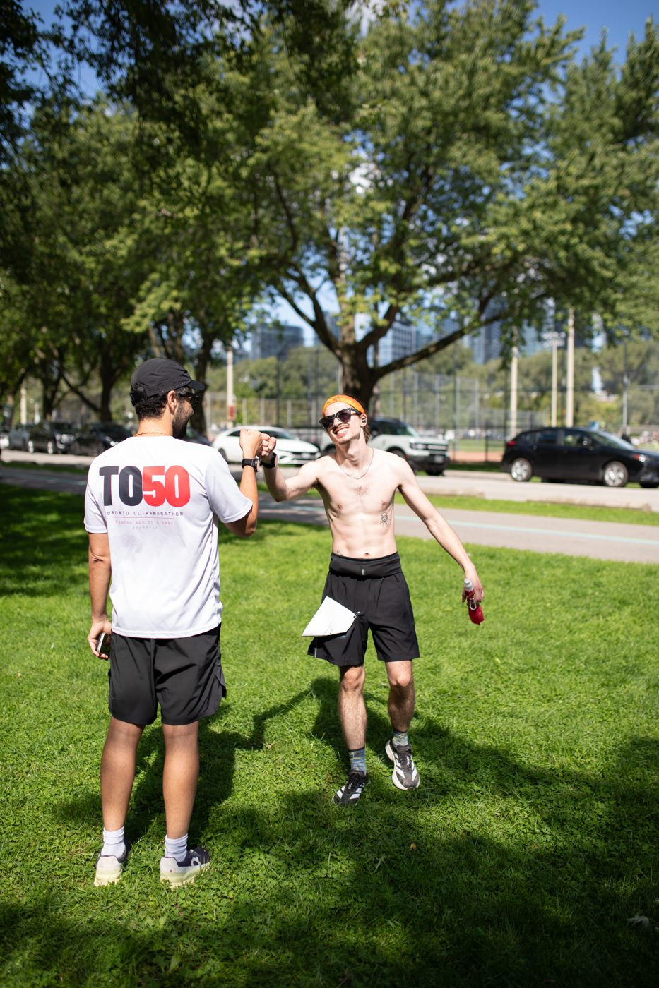 Two runners on the road during TO50, Toronto's 50km ultramarathon