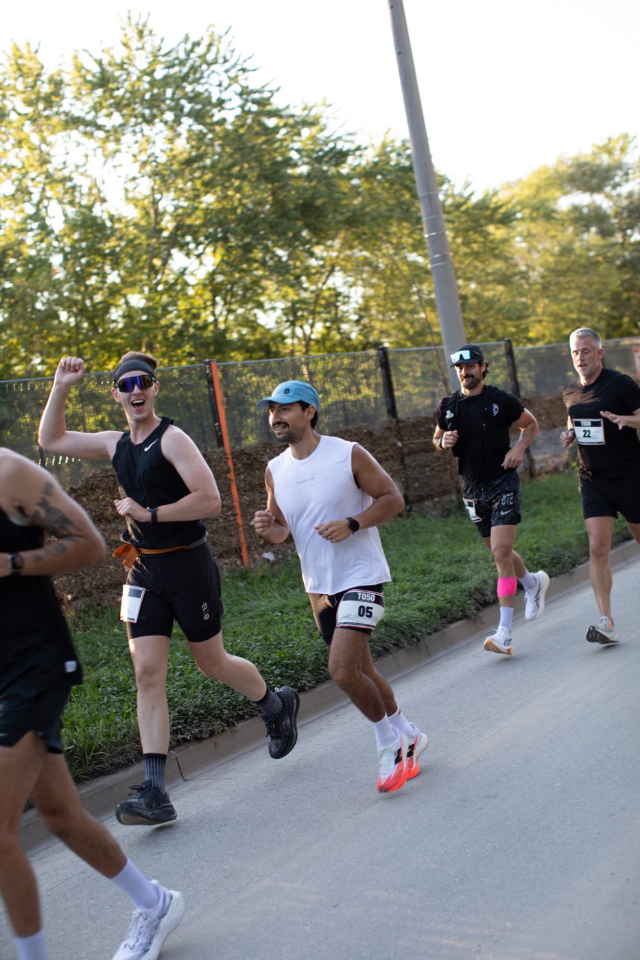 A pack of runners on the course of the TO50 Toronto ultramarathon